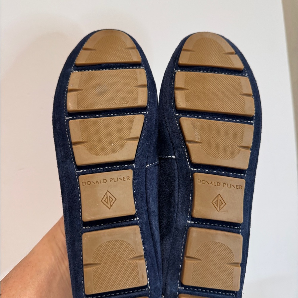 Donald J. Pliner Navy Suede Bit Loafers with Silver-Tone Hardware - Picture 6 of 9